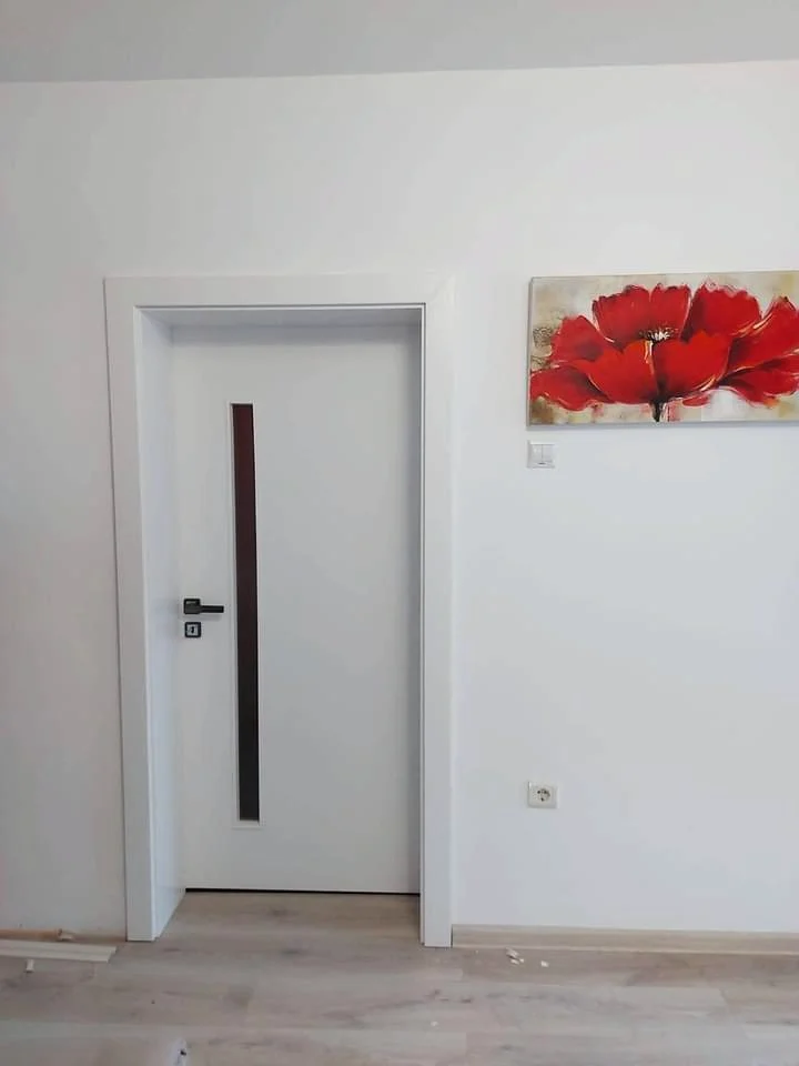 White interior door for a bathroom