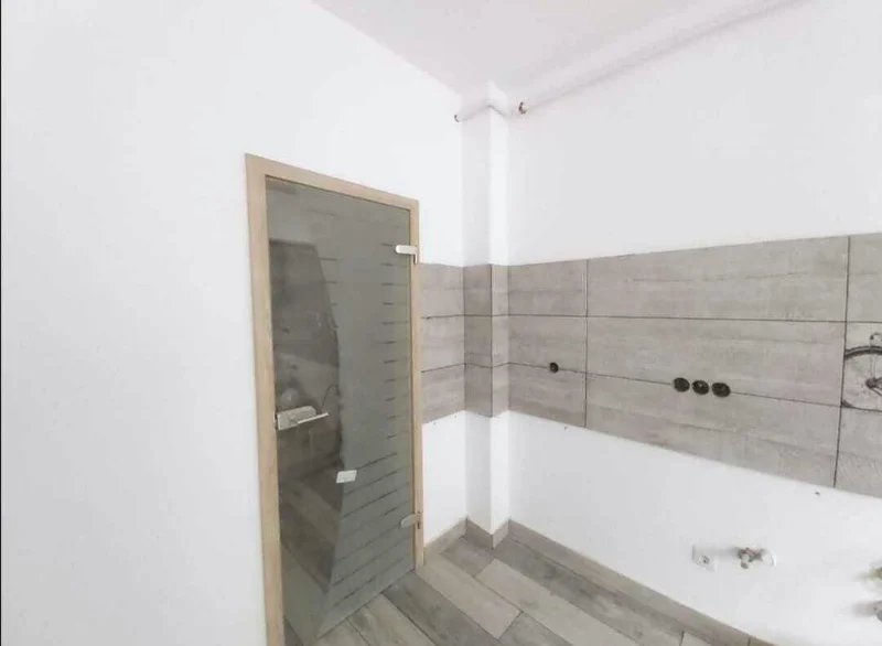 Glass door installed in a bathroom