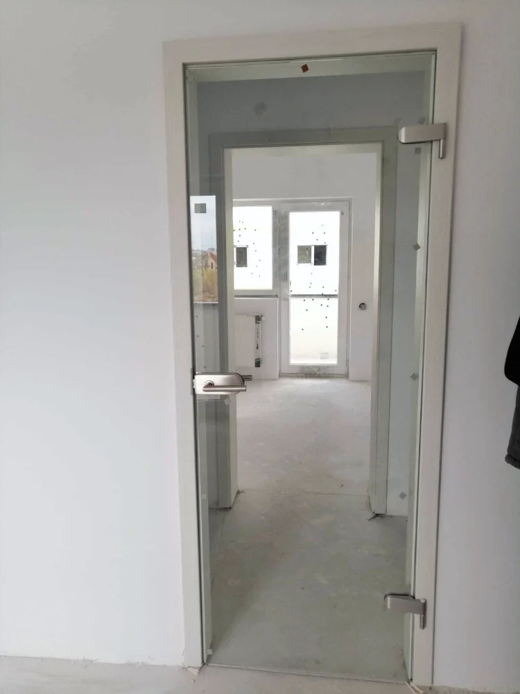 Glass door with an HDF frame